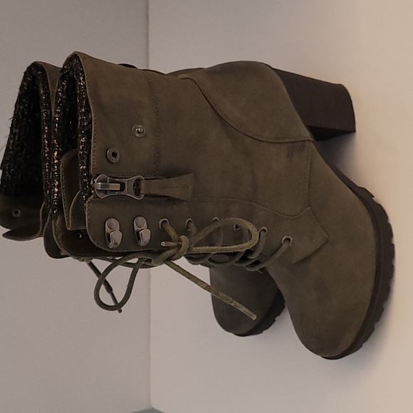 Olive Green Ankle Booties - Picture 3 of 4